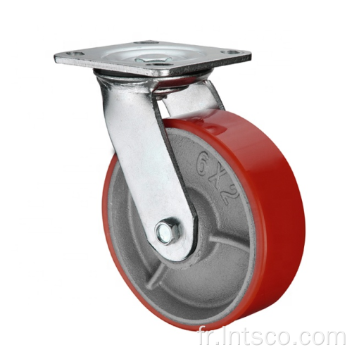 Heavy Duty Rouge PU sur roulettes pivotantes en fer